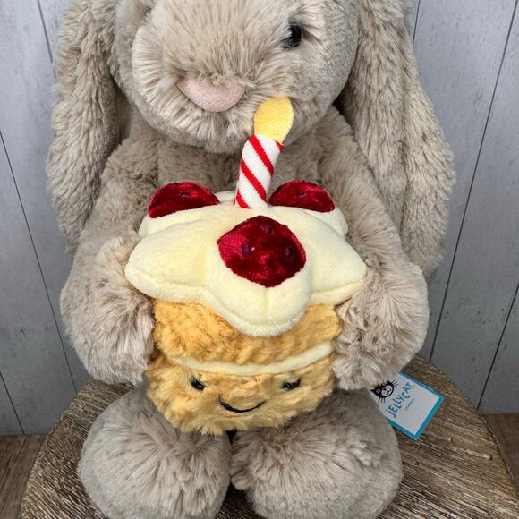Jellycat Bashful Bunny Birthday Jellycat Beige Bunny Birthday NEW FAST SHIP - Picture 5 of 9